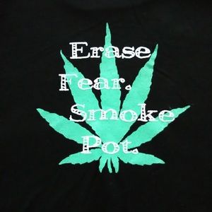 "Erase fear, smoke pot" God Smokes Pot T-Shirt